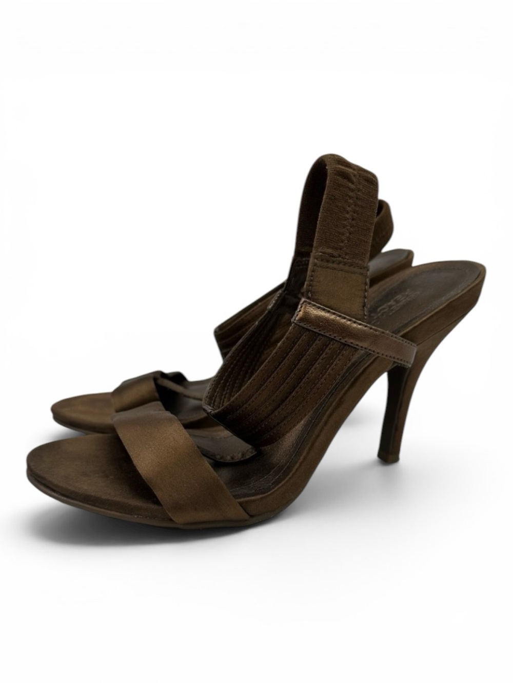 Kenneth Cole Reaction Bronze Satin T Strap Sandal 6.5